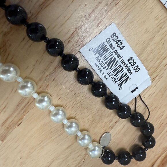 Cookie Lee Necklace Pearl  Black & White Double Strand Beaded Design Classic - Picture 9 of 9
